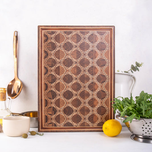 End Grain Cutting Board with 3D Pattern