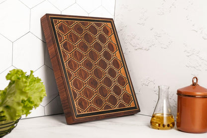 Handcrafted End Grain Cutting Board with Stunning Walnut and Maple Pattern